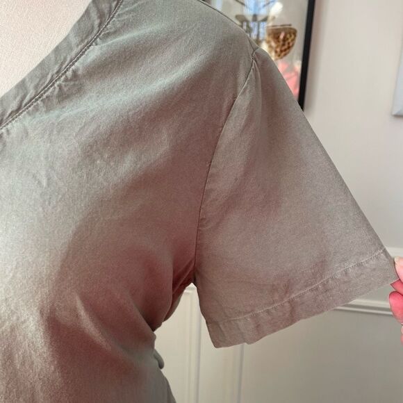 Anthropologie Cloth & Stone Live Tie Waist Moss Green Mini Dress M - Picture 4 of 9